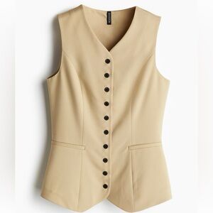 H&M Tan Sleeveless Button-Up Vest, sz XL